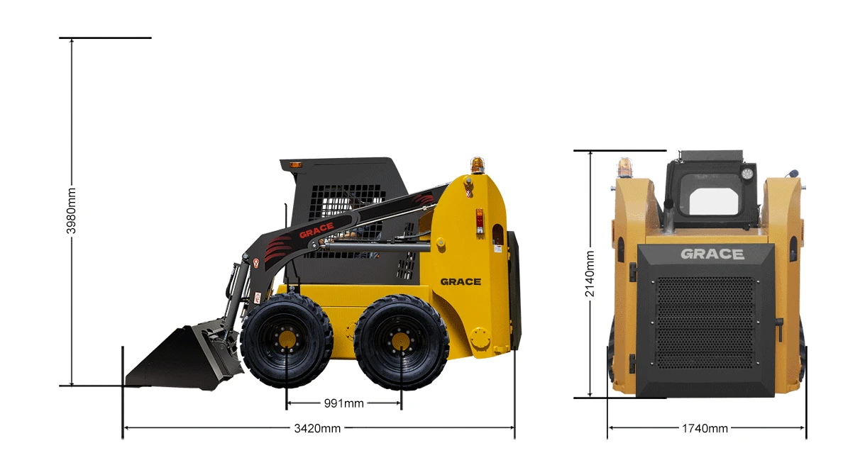 Cummins Motor Mini Skid Steer Diesel Jc45 750kg 1050kg Bucket Forestry