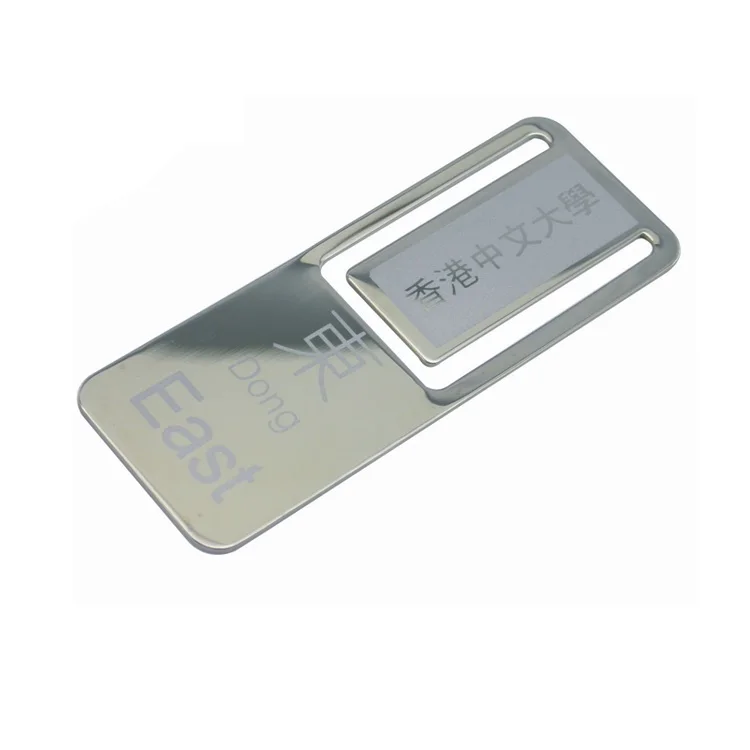 Промоакция под заказ Выгравированная латунь нержавеющая сталь квадратная книжная отметка