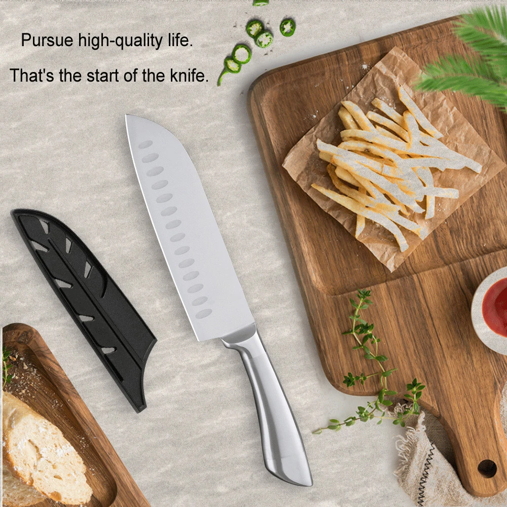 Stainless Steel Chef Knife Set with Hollow Handle & Knife Stand for Meat & Steak Cutting Laser Logo for Restaurants