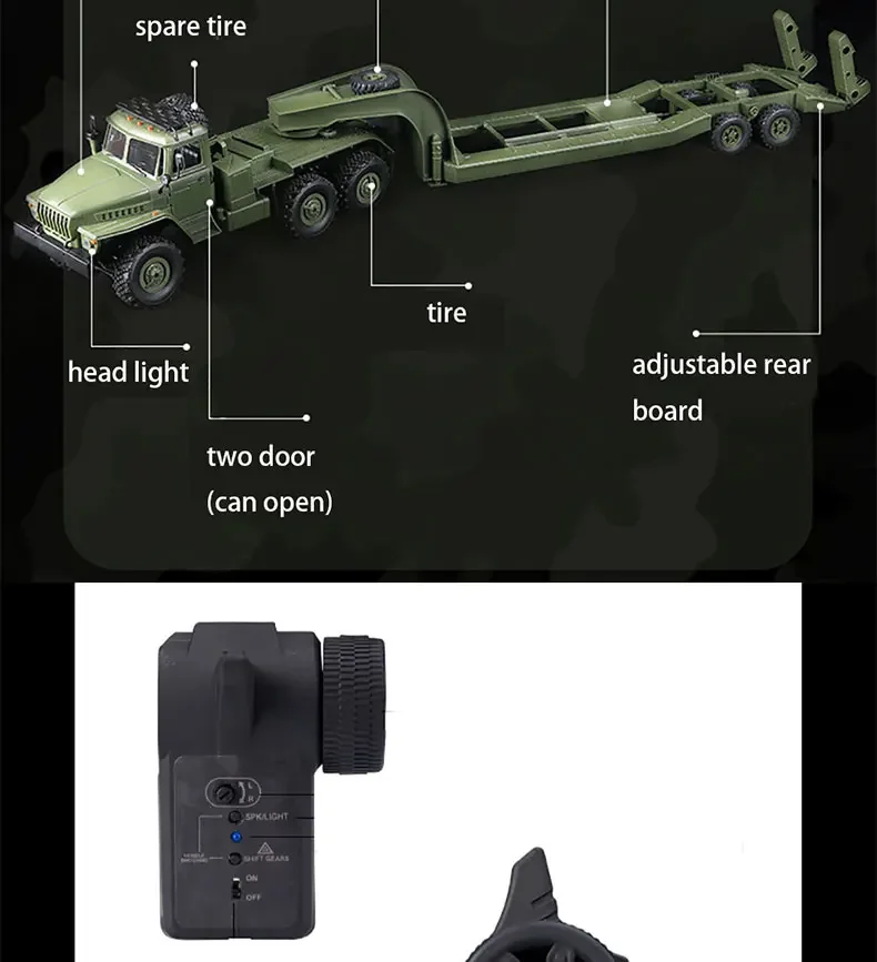 WPL B36-3 1/16 6WDミリタリー トレーラー 技術基準適合証明済 技術基準適合証明済 WPL B36-3 1/16 6WDミリタリー トレーラー
