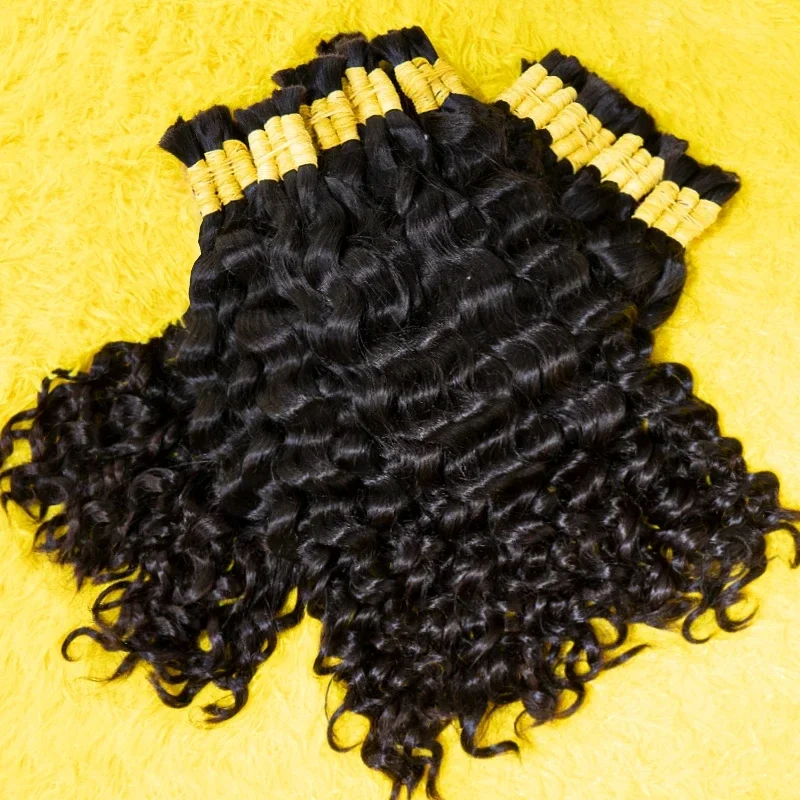 100% Human Hair Bulk Extension Virgin Deep Wave Curly 10a Hair Bulk Weaving For Braiding_voghion.com
