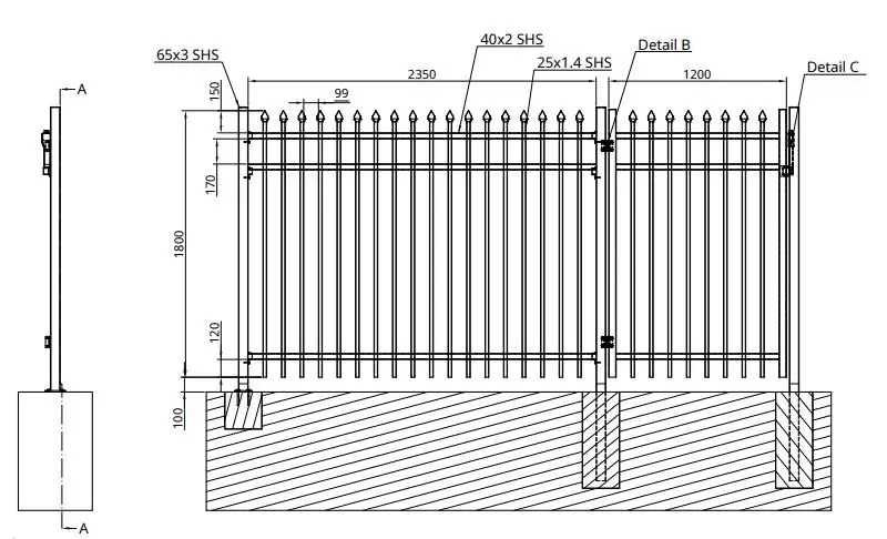 Ornamental Tubular Gate Design Security Wrought Iron Garrison Steel ...