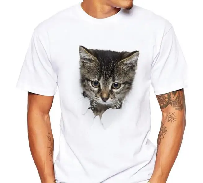 Men Custom 3D Design Clothes High Quality Male Tops Wholesale Fashion Cotton White T Shirt