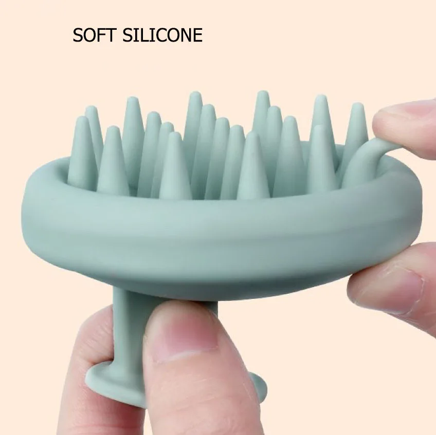 Custom Logo Eco-Friendly Soft Silicone Scalp Massager Hairbrush Compact Cushion Shampoo Scrubber for Scalp Wash