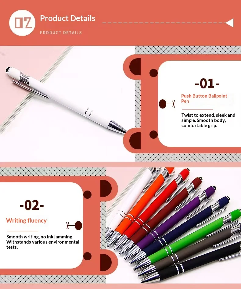 Customizable Logo Neutral Fountain Pen Optional Metal Bead Signature Business Office Promotional Gift preview 5