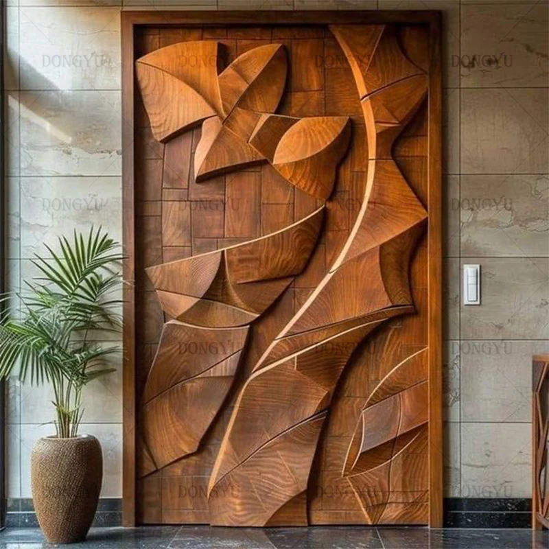 Italy Modern Front Door Panel Design Hot Sale Entrance Entry Oak Solid Wooden Pivot Door Wood Exterior Security Door for Houses