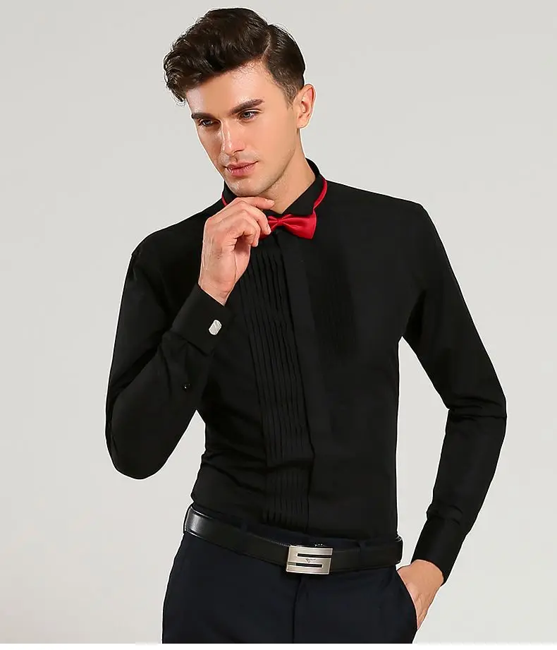 black dress shirt with red collar YOHJI YAMAMOTO Pour Homme Oversized Black w/Red Detailed Collar Shirt Sz.Med
