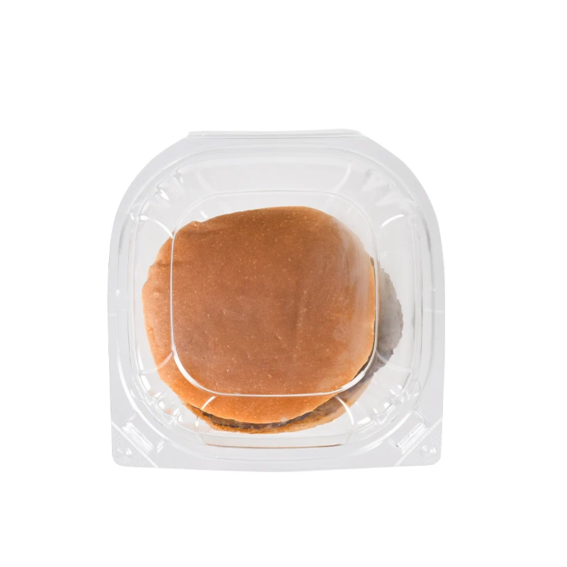 Lesui 5 Inch Recycled Disposable Custom clear Restaurant Food Truck Burgers Clamshell Plastic Container Packaging Hamburger Box