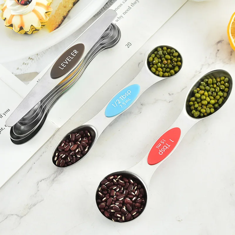 Magnetic Measuring Spoons Set Stainless Steel Leveler Spoons Stackable ...