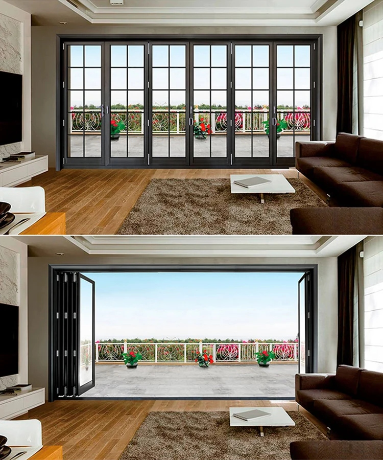 Aluminum glass folding door