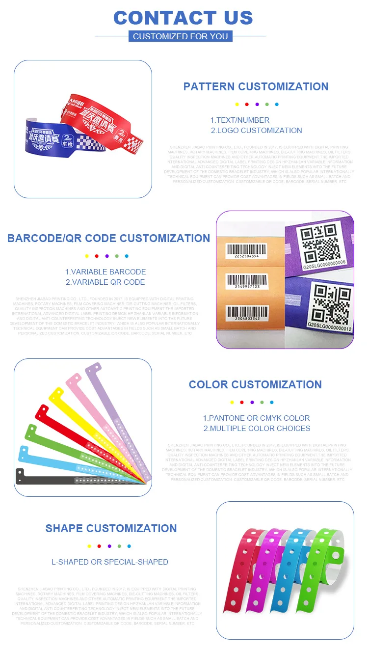 Disposable Custom One Layer Vinyl PVC Bracelet Waterproof Theme Zoo Amusement Park Paper Admission Ticket Colorful Wristbands details