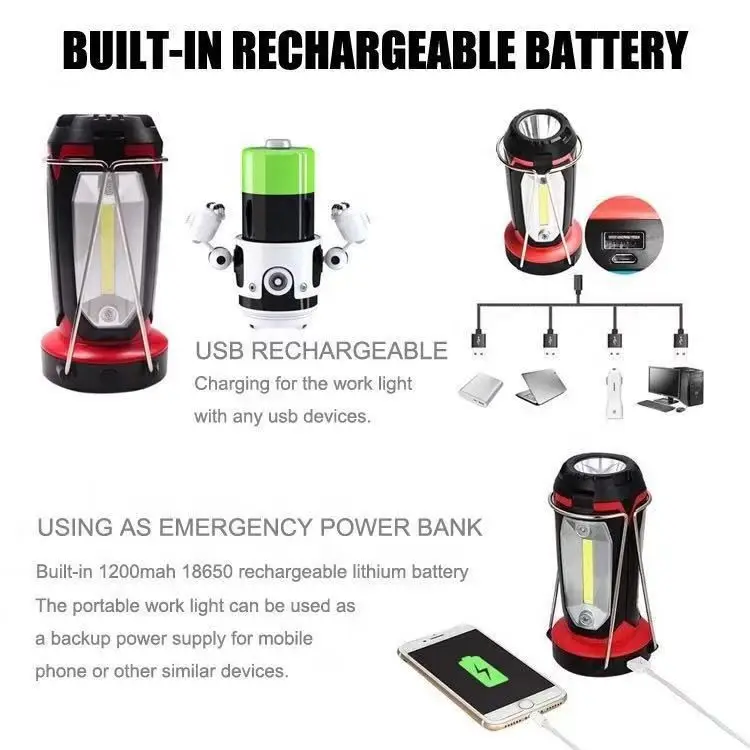 3 in 1 LED Portable Camping Lamps Folded Lantern Emergency Flashlight Tent Light Camping for Hurricane Hiking Survival