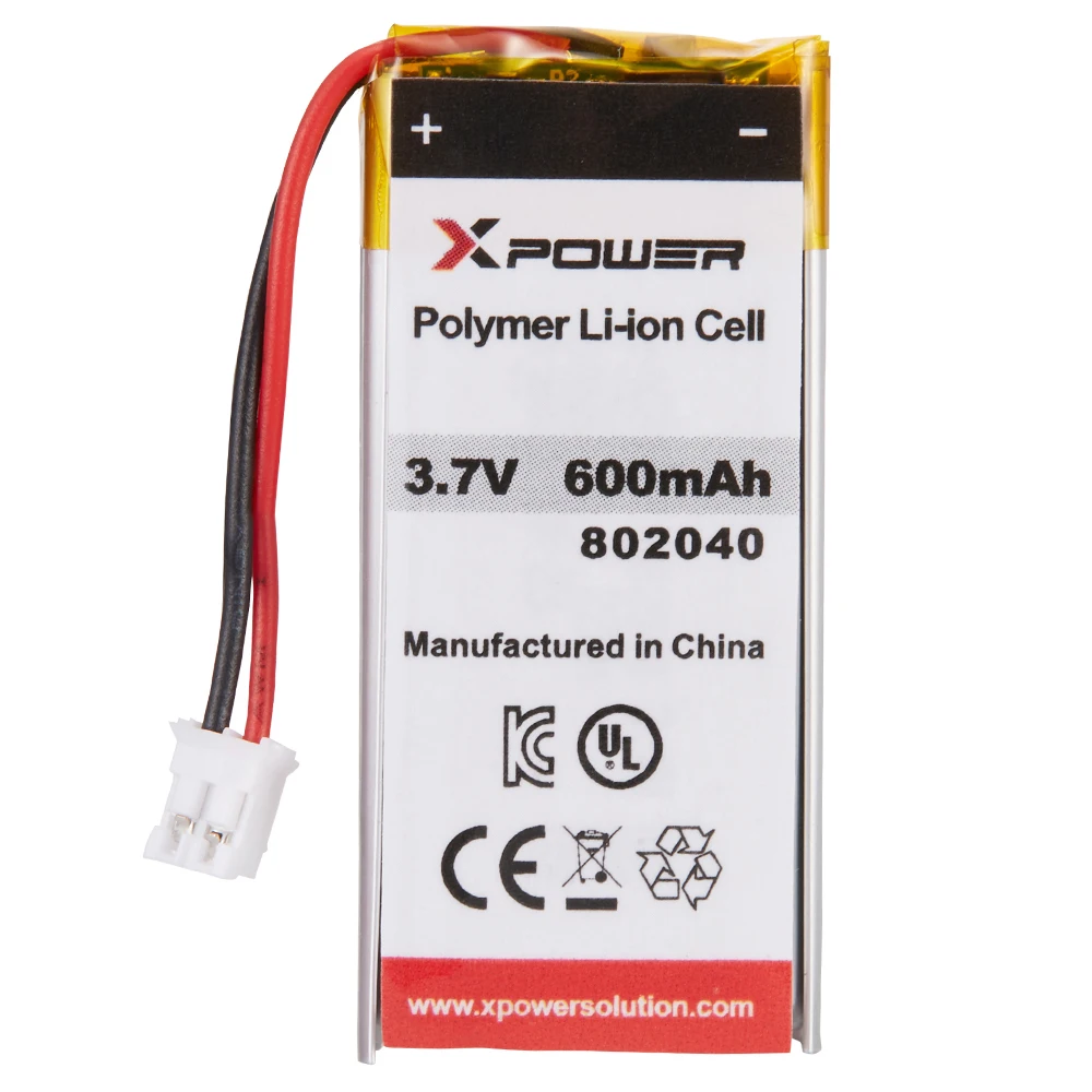 Xpower 802040 600mah Ul Kc Ce Lithium Polymer Ion Battery 3.7v Lithium Polymer Lipo Battery For Tiny Pod