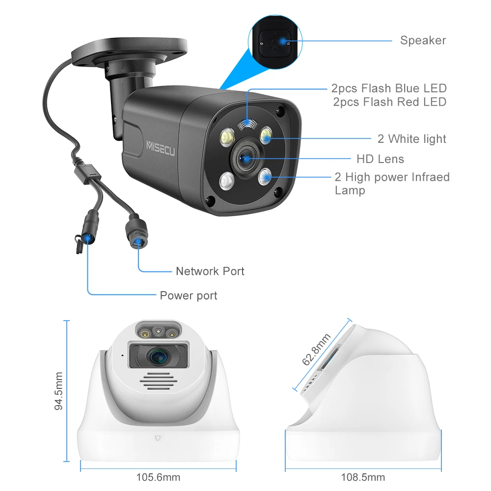 8Mp Ip Poe Cctv Camera Night Vision Outdoor Auto Human Tracking Ip Camera  Poe System