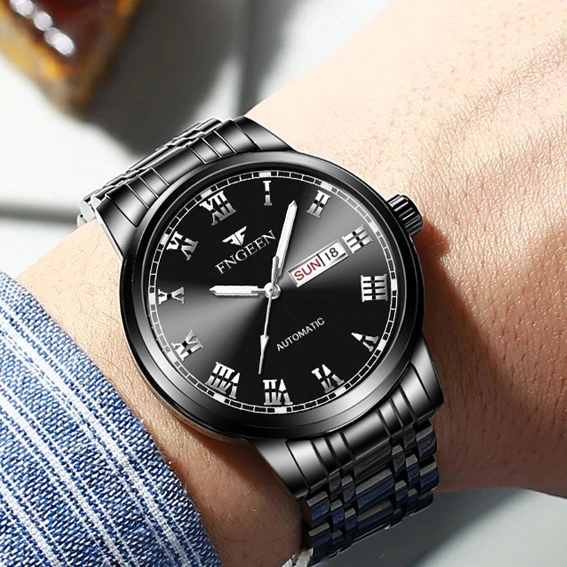 FNGEEN 4002 New Watch for Men Waterproof Sport Stainless Steel Luminous Quartz Watches Mens Wristwatch Relogio Masculino Reloj