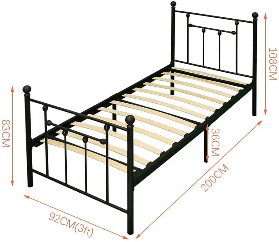 High quality metal hotel single bed