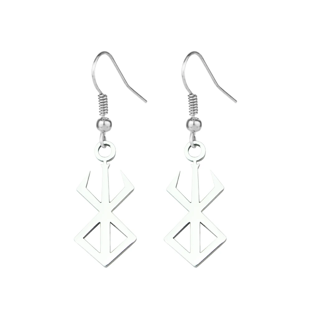 Berserker Rune Symbol Earring Nordic Logo Steel Emblem Norse Amulet Talisman Sign Jewelry