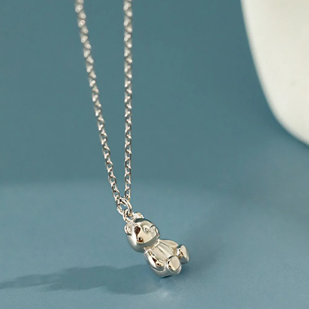 FUAMAY Sterling Silver Plata Animal Anime Bear Pendant Choker