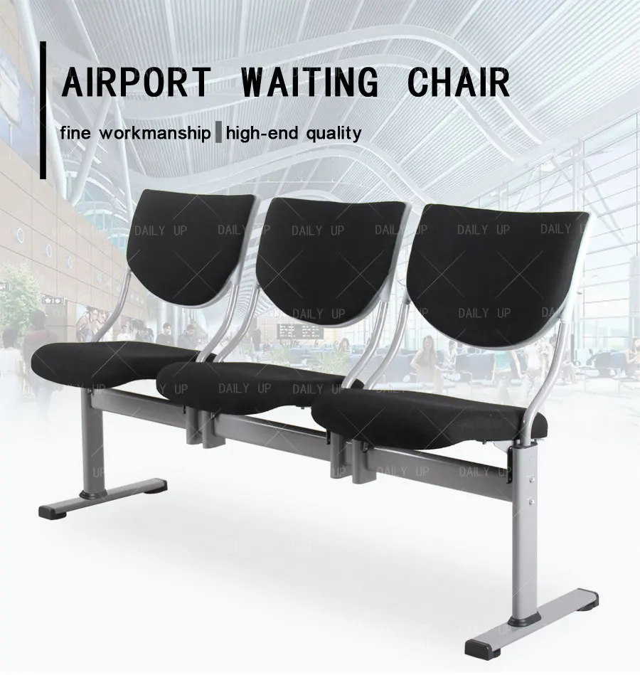 Foldable Padded Waiting Chair Upholstered Public Bench Beam Seating For Hospital Train Station Stadium Library Airport