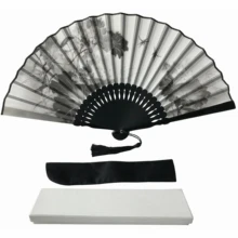 Priced To Sell Ink Art Handheld Folding Fan Beautiful Handcrafted Box Handheld Silk Folding Fan With Manufacturer Price