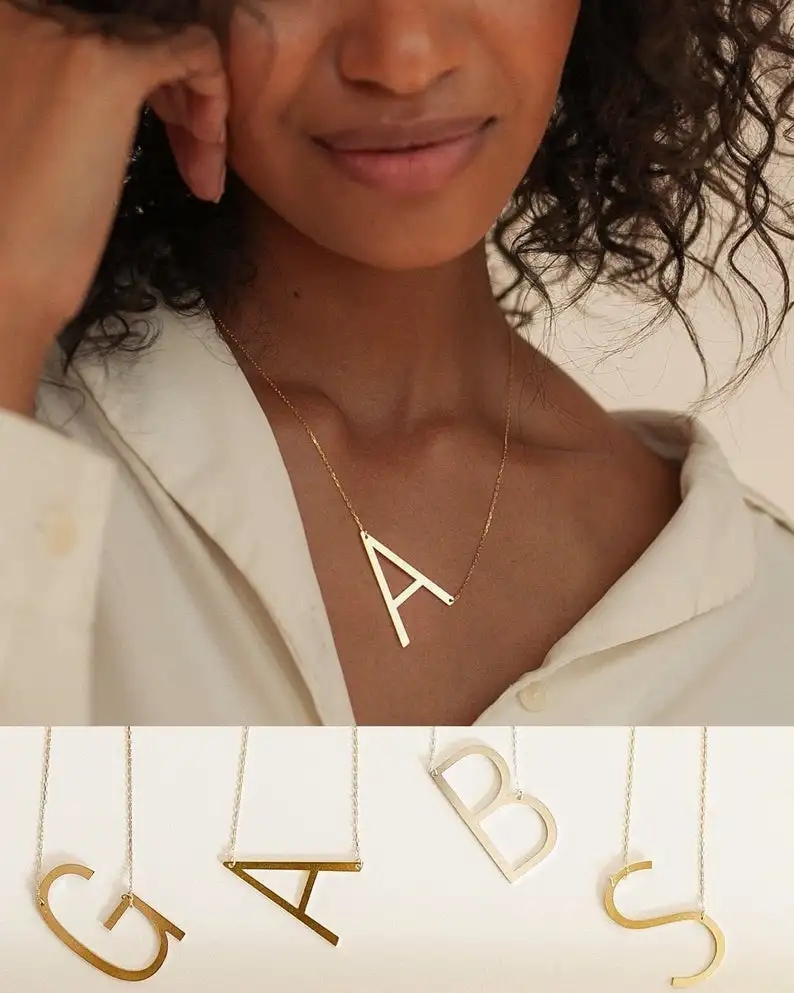 Sideways Large Initial 925 Sterling 