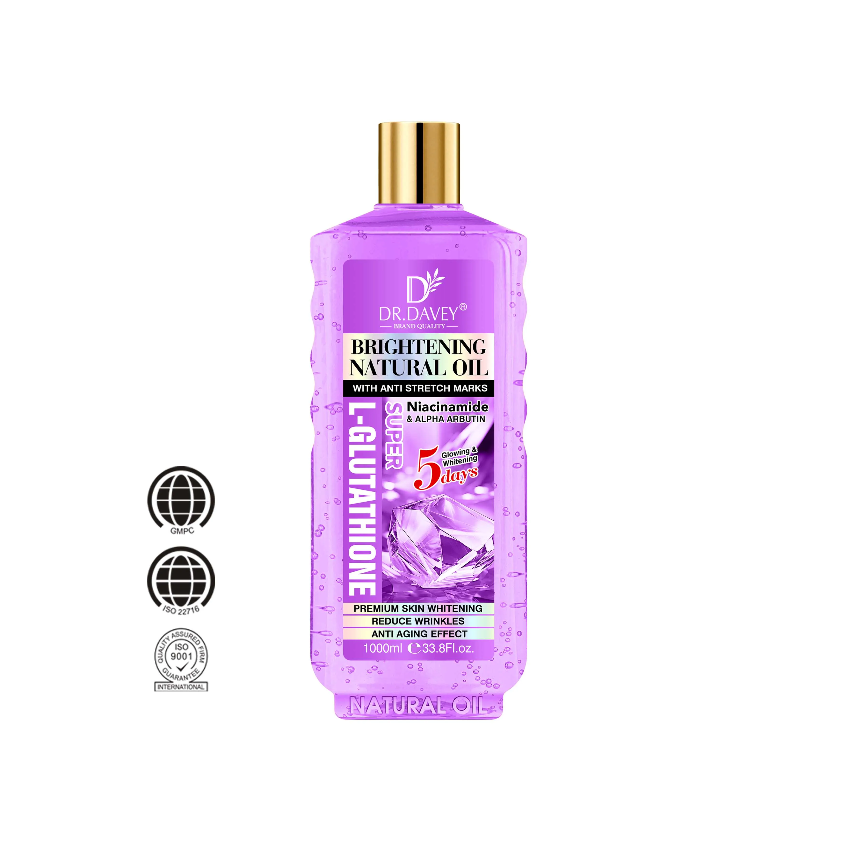 Dr.davey Niacinamide Glutathione Brightening Body Oil Hyaluronic Acid Whitening Anti Aging Stretch Mark Care 1000ml Fresh