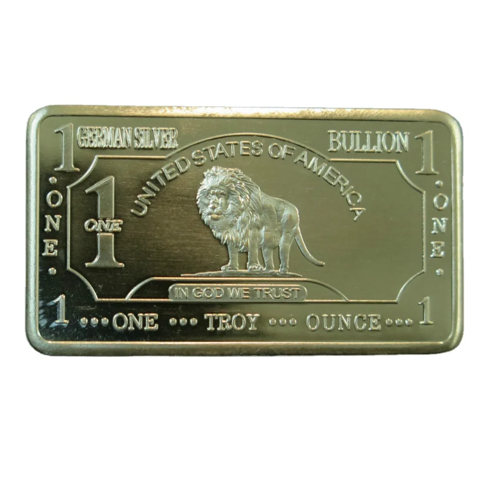 금속 기념 동전 독일 실버 선물 품목 1 온스 독일 실버 사자 바 판매 A157L Cupronickel