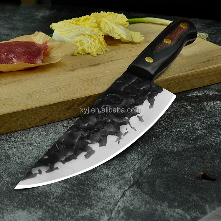 Kitchen Cooking Chef Knife 8 Inch Hammer Finished Blade Full Tang