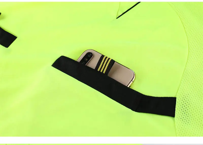 Men Referee Jersey Custom Wholesale Soccer Jersey Set Football Shirt Training Uniform Kit Card Pockets 100% Polyester Blank