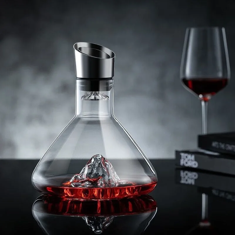 Modern Classic Circular Decanter Crystal Glass Unique Transparent Iceberg Shaped Wine Decanter Home Gift