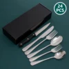 24pcs silver with black box