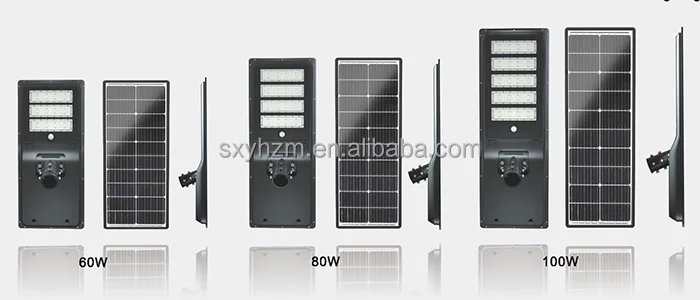 Yahua Patented Black Solar Powered LED Street Light Intelligent Control 60w 80w 100w Energy Saving Street Light 1