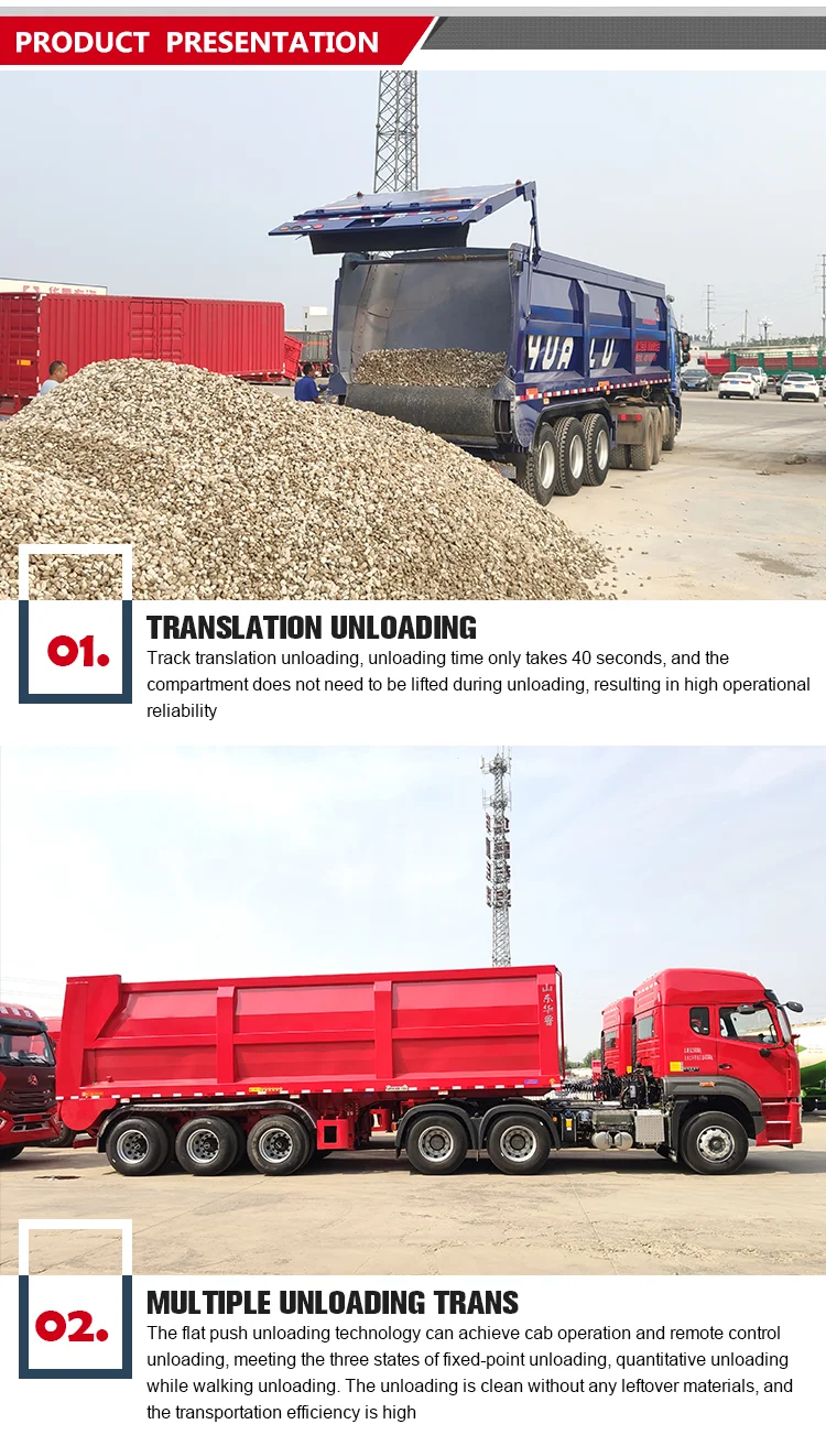 3 Axles Selfpropelled Dumping Trailer Automatic Belt Discharge Crawler