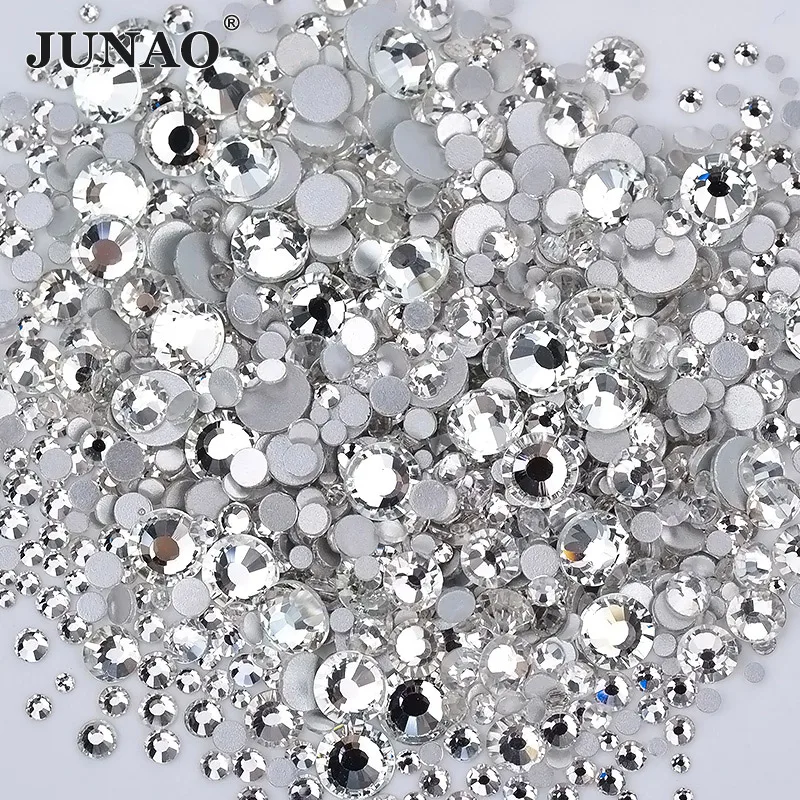 Junao Wholesale 40 Color Non Hotfix Strass Round Crystal Stones Mix ...