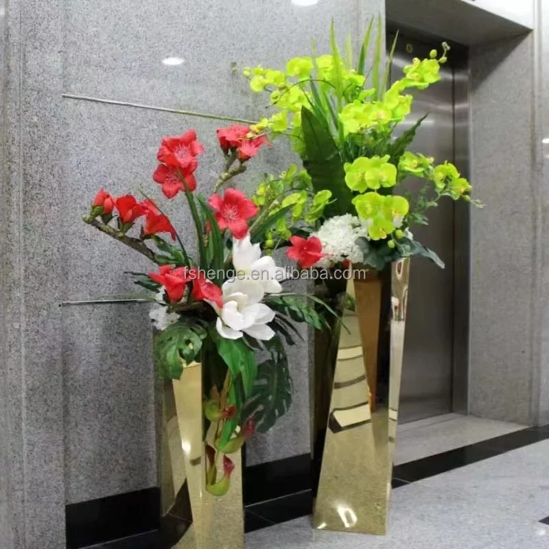 110cm Metal Gold Flower Pot / Garden Big Planters Tall Vase for Home Decor