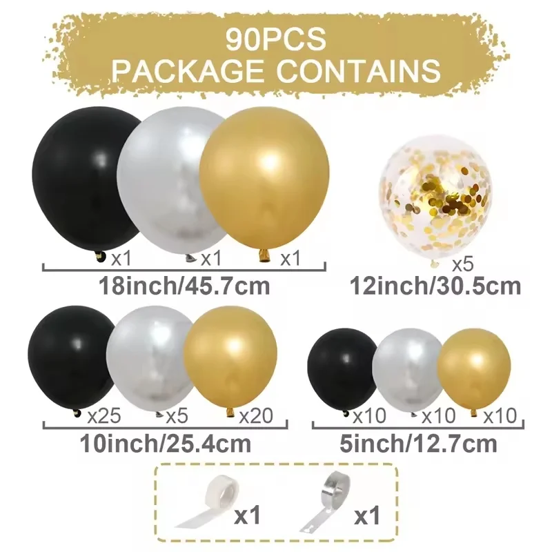 Wholesale Custom Black Gold Balloon Set Holiday Party Birthday Wedding Decoration Balloon Garland Arch Halloween Mother's Day