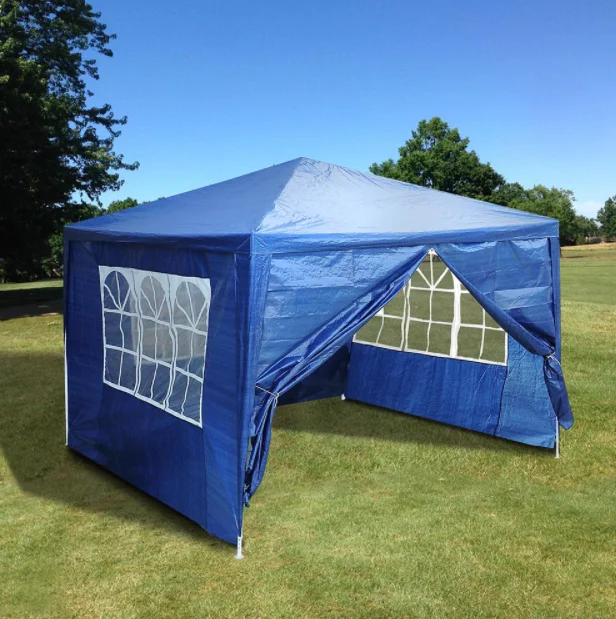 10x10 'наружные палатки, беседка, навес для патио, свадебная палатка для вечеринки с 4 дополнительными съемными боковыми стенками, синий
