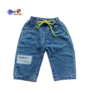 Wholesale Custom Bale Children Clothing Toddler Baby Little Boy Straight Denim Jeans Cartoon Print Breathable for Kids