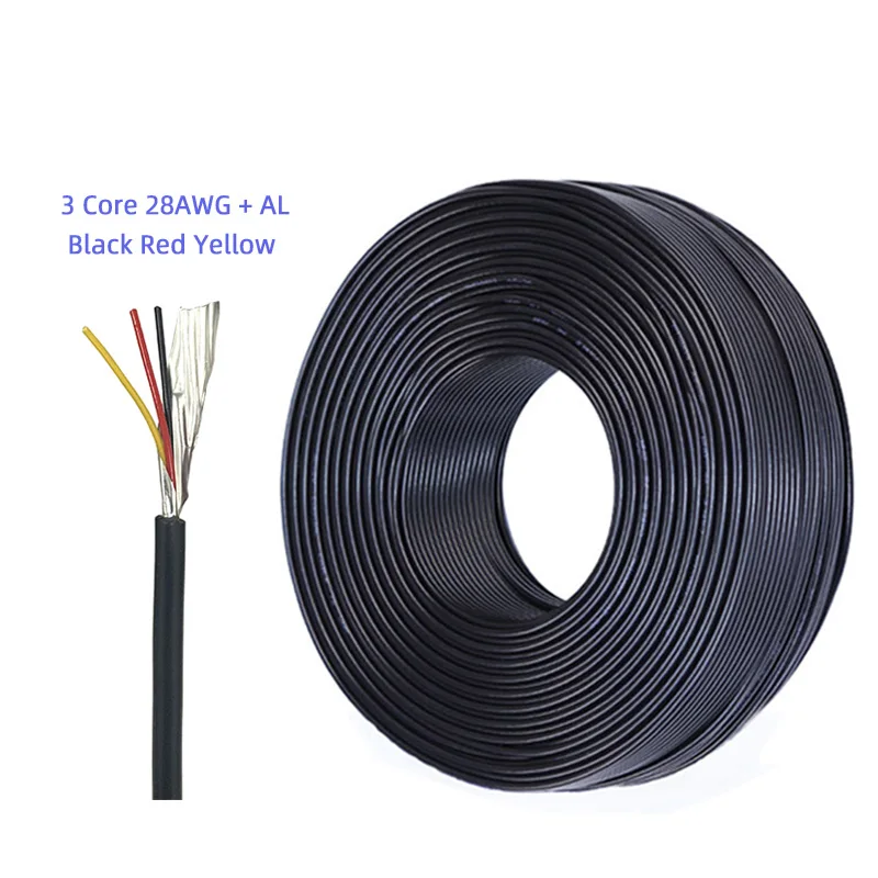 Multi Awm Black Al 2464 28awg 3 Core Aluminum Foil Cable For Singal Trs ...