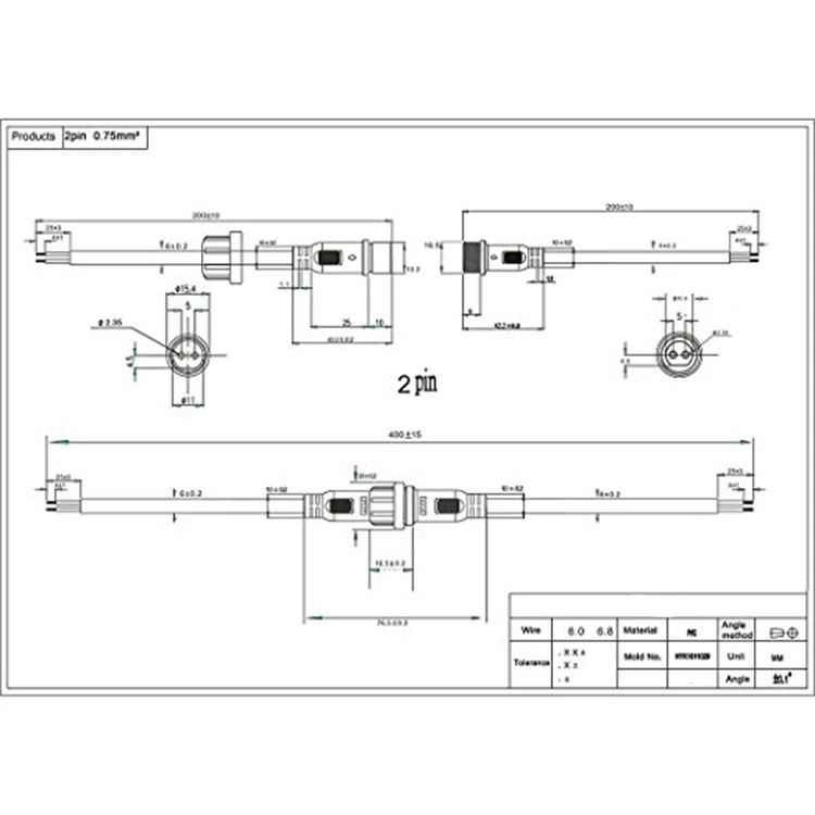 LED IP65 Connector M16 Waterproof T Type 3 Way 4Pin Power Cable