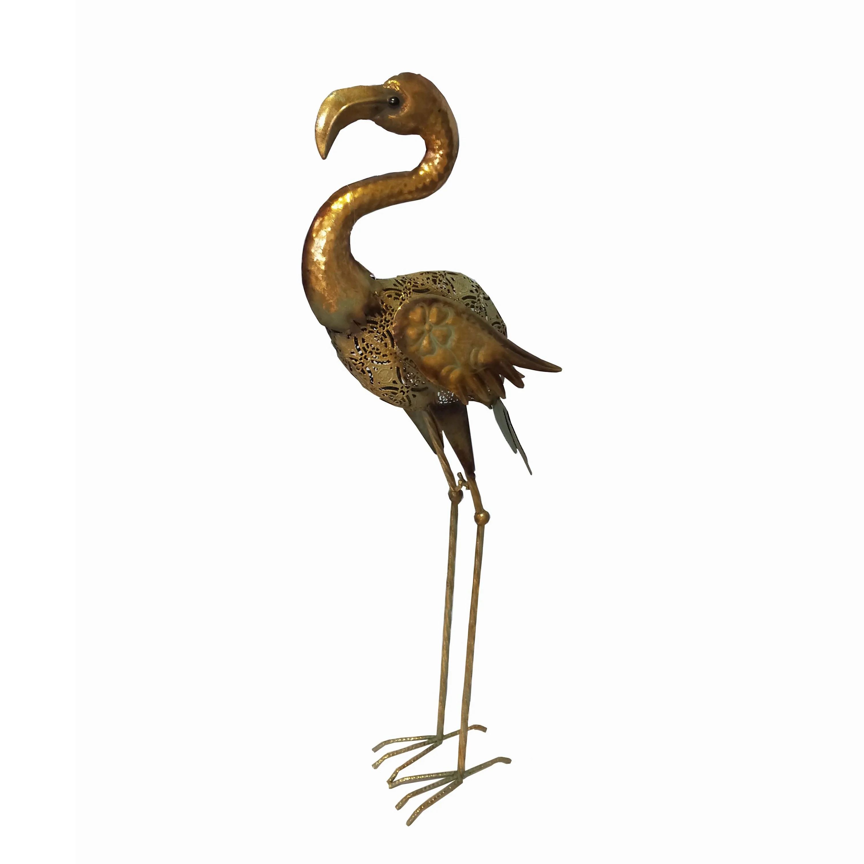 Golden Metal standing flamingo