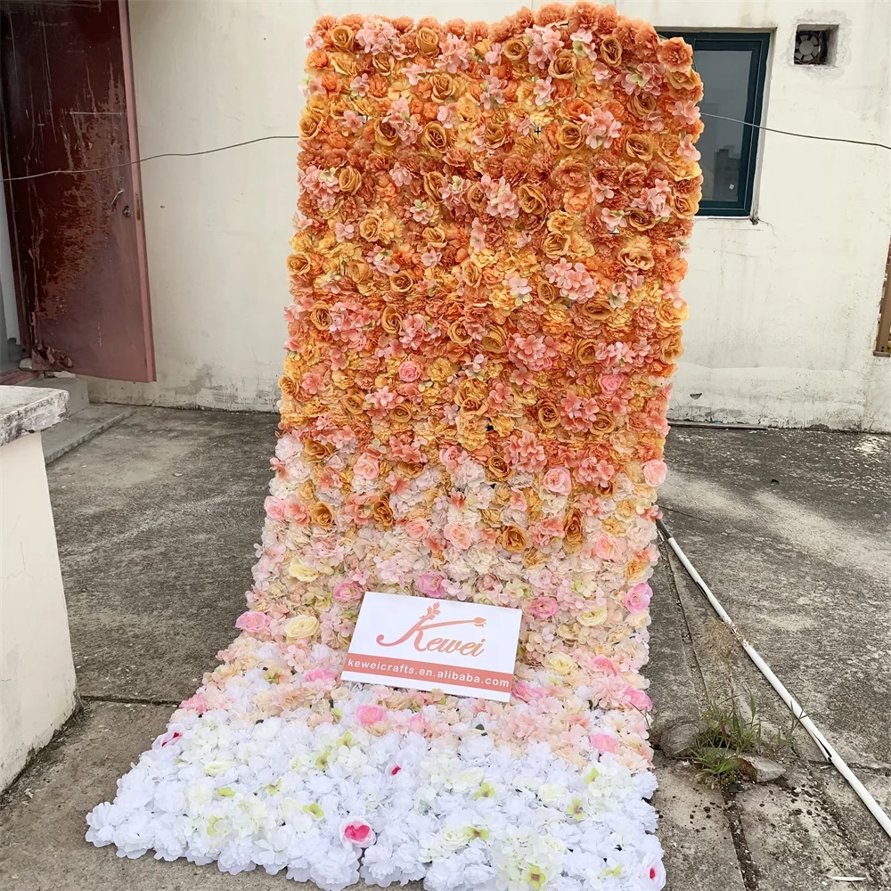 A-287 Centerpiece Flower Silk Orange Flowers Gradient Panels Roll up Orange  Flower Wall Backdrop, image size:1000x1000