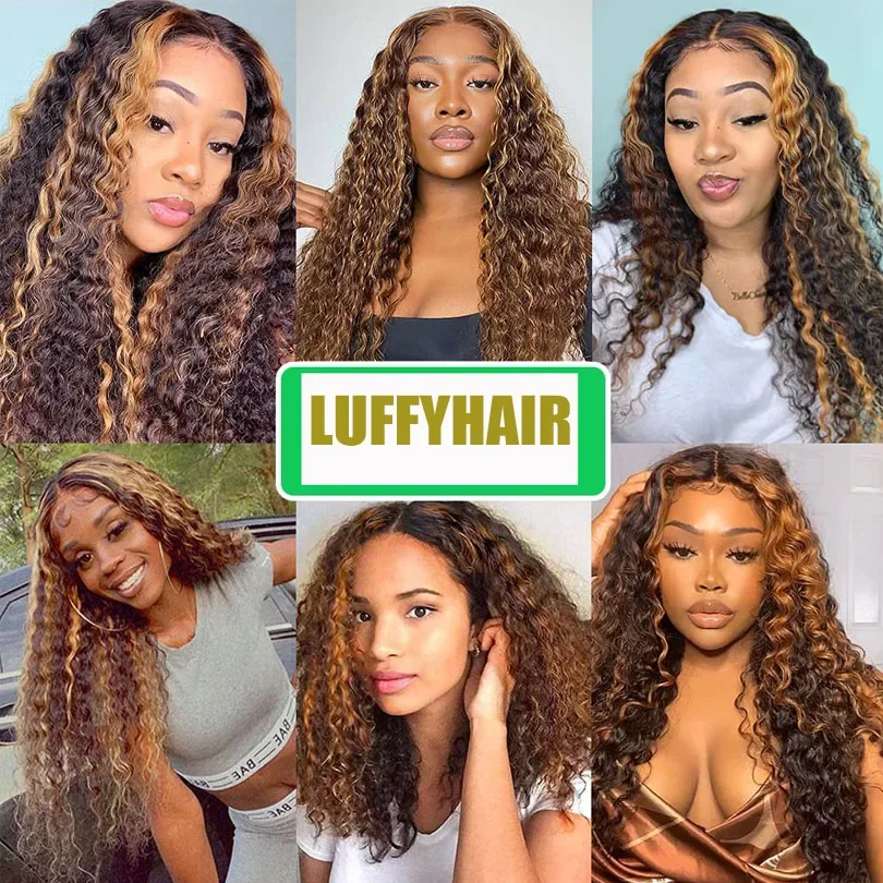 Ombre Deep Wave Äkta Hår, Bulk, 3 Buntar, Tvåfärgat Brunt, Honungsblondt, För Flätor, Brasilianskt Slinghår_voghion.com
