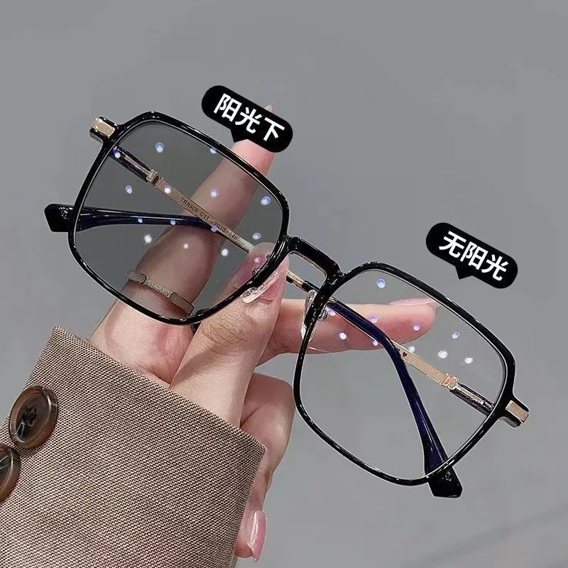 Ultralight Classic Color Changing Lens Anti Blue Light Computer Large Square Photochromic Optical Glasses Eyeglasses Frames