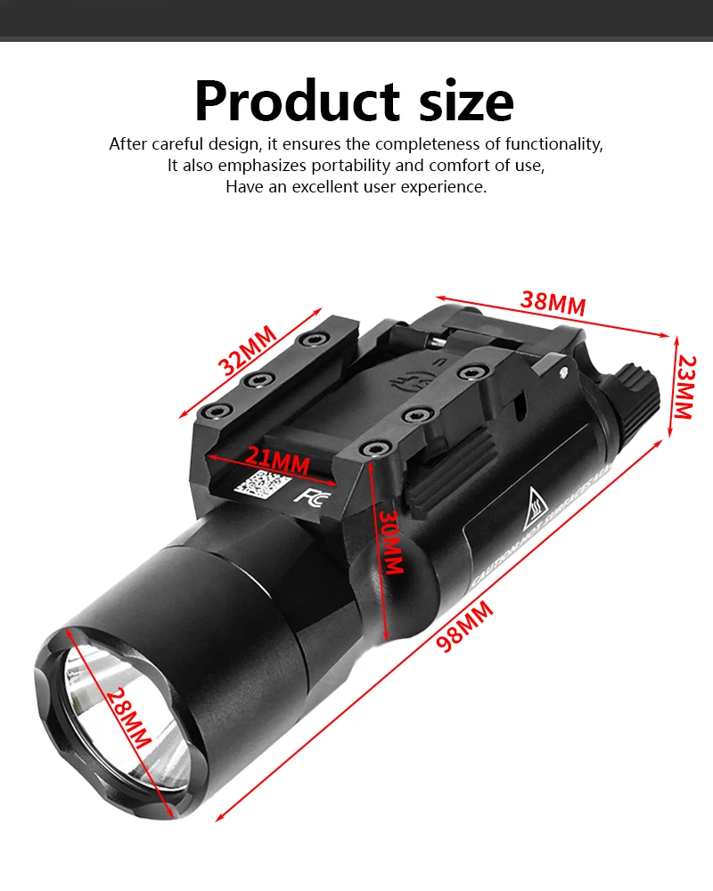 LWXC Metal Tactical Flashlight X300U Scout Light Outdoor Field Lighting Flashlight Momentary+Constant Dual Function Switch_desvips.com