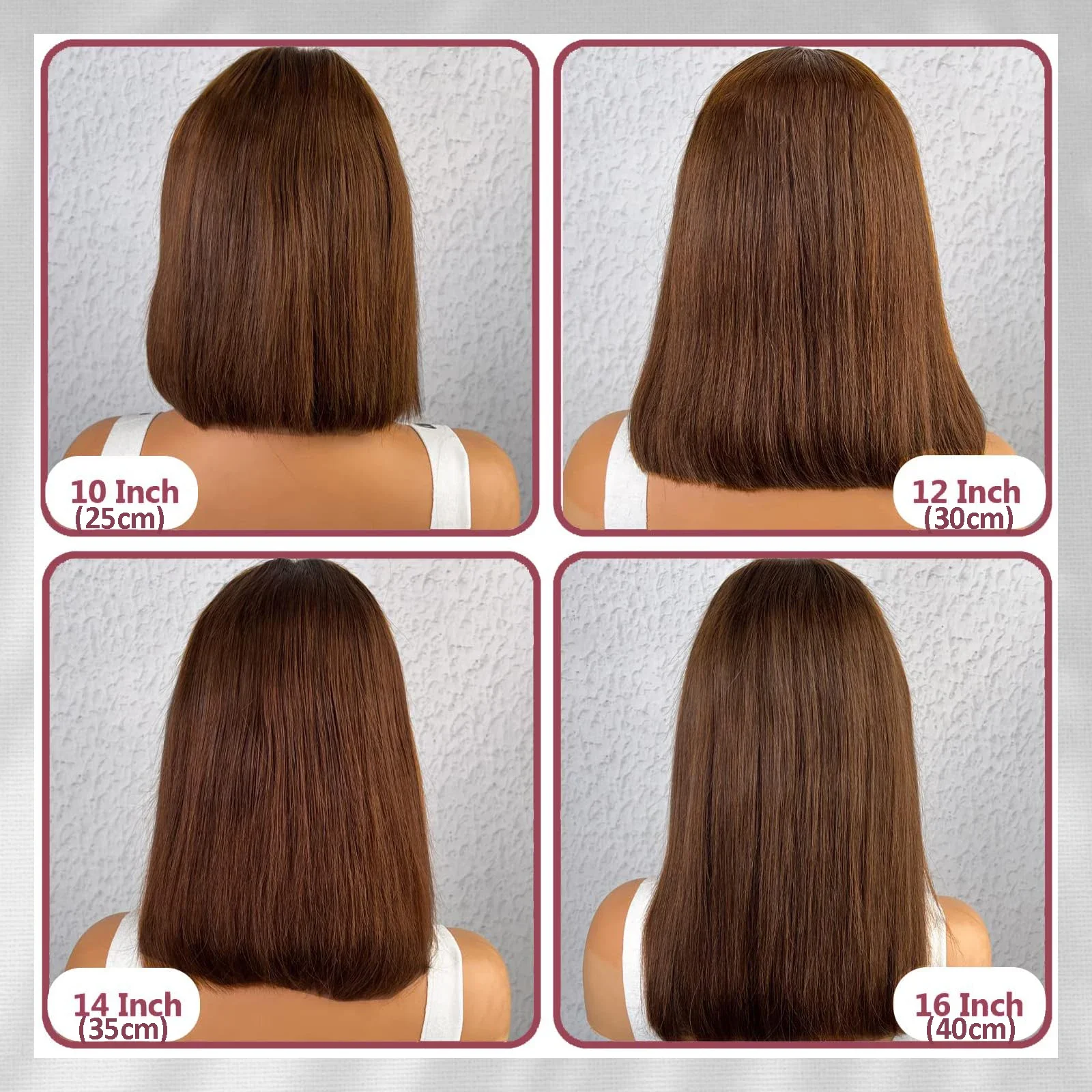 Parrucche Bob Corte Marrone Cioccolato Frontale In Pizzo Brasiliano Lisci Capelli Umani Per Le Donne_voghion.com