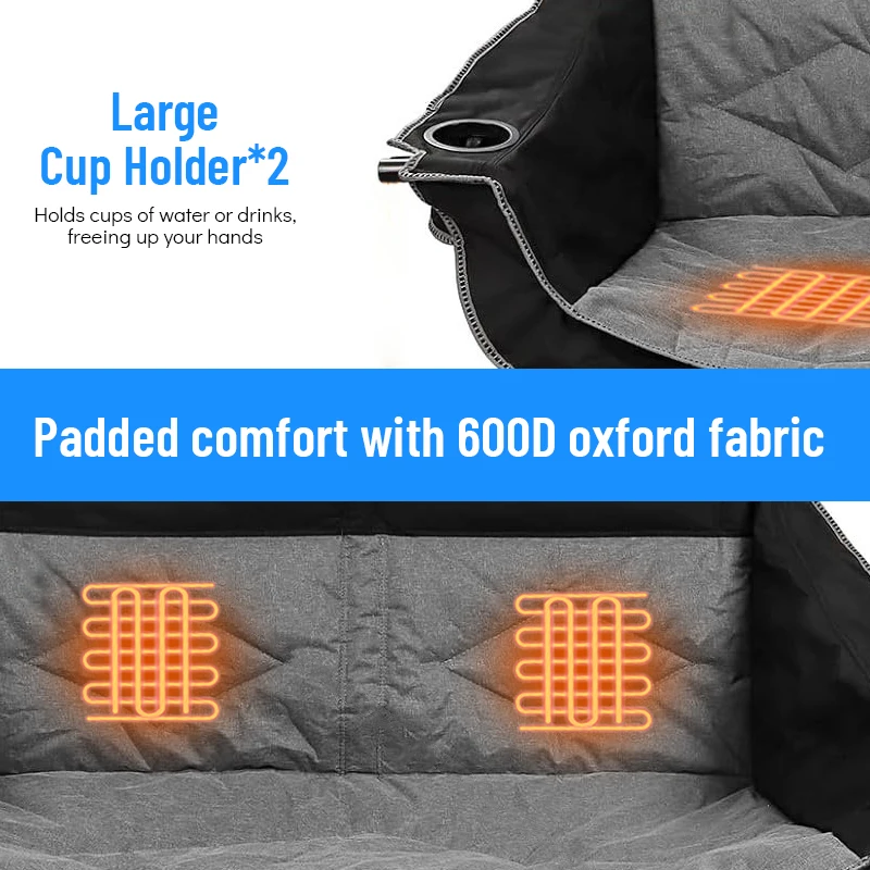 Factory Custom Portable Couple Heated Double Seat Outdoor Furniture Leisure Luxury Lazy Folding Camping Garden Beach Chairs