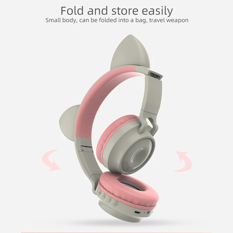TFカード対応 HiFi重低音 ZW-028 漫画風ヘッドホン LED付き 可愛い子供