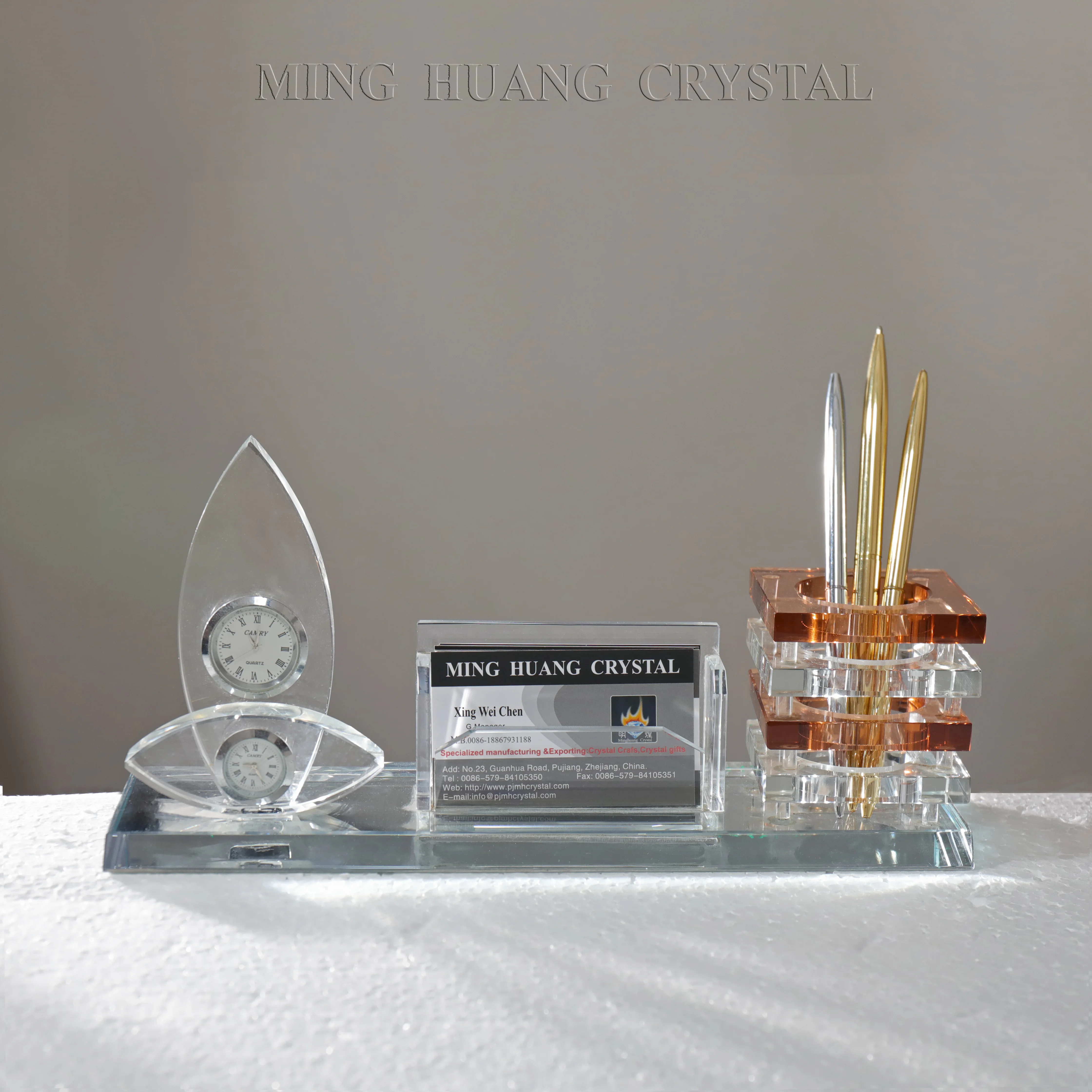 Corporate Crystal Desk Business Card Holder