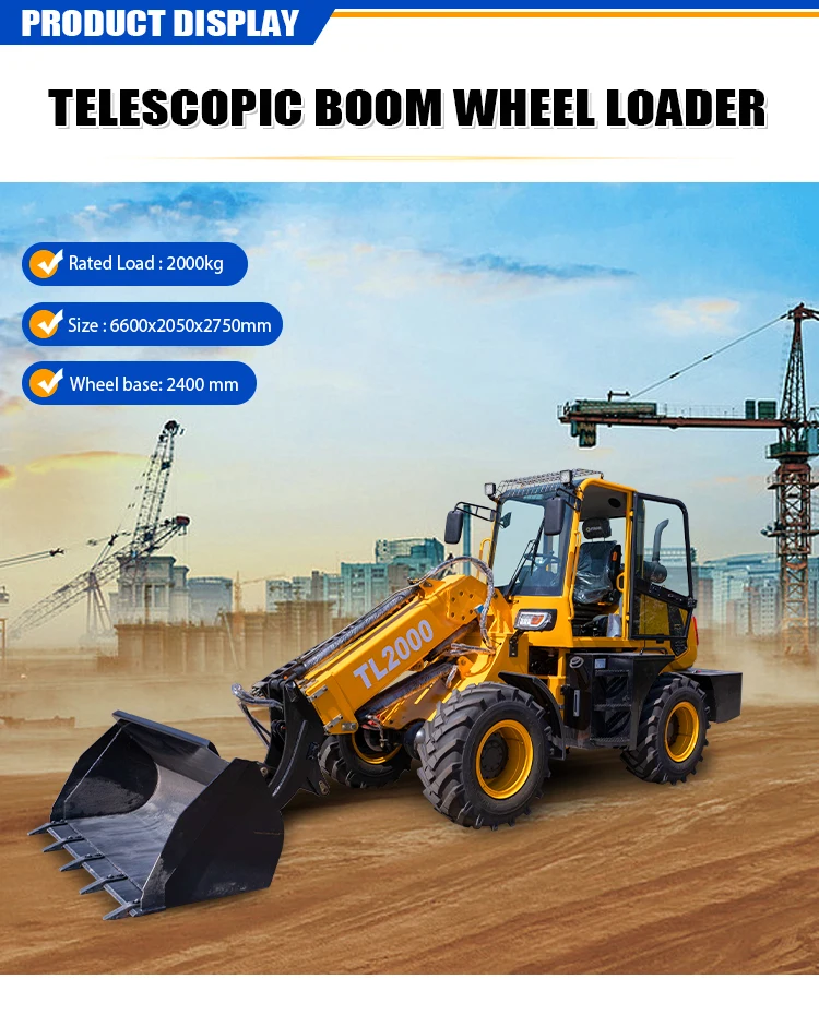Engineering & Construction Machinery 2 Ton Boom Arm Loader Telehandler
